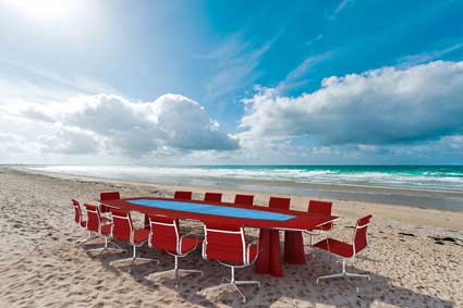meeting table on a beach