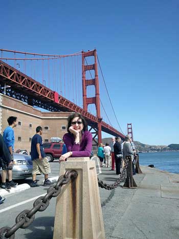 Corinne at the Golden Gate Bridge