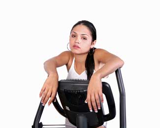 tired woman on treadmill